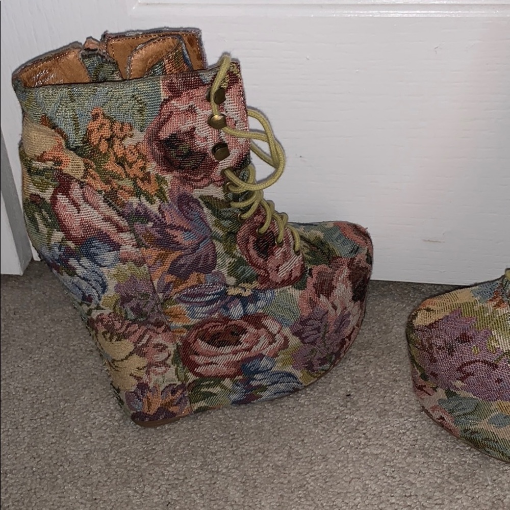 Floral Jeffrey Campbell LaceUp Wedge